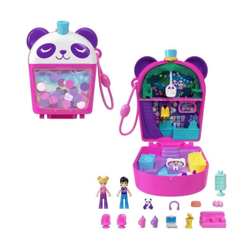 Polly Pocket-Panda Bubble Tea-Coffret avec 2 mini-figurines et panda Polly Pocket-Panda Bubble Tea-Coffret avec 2 mini-figurines et panda