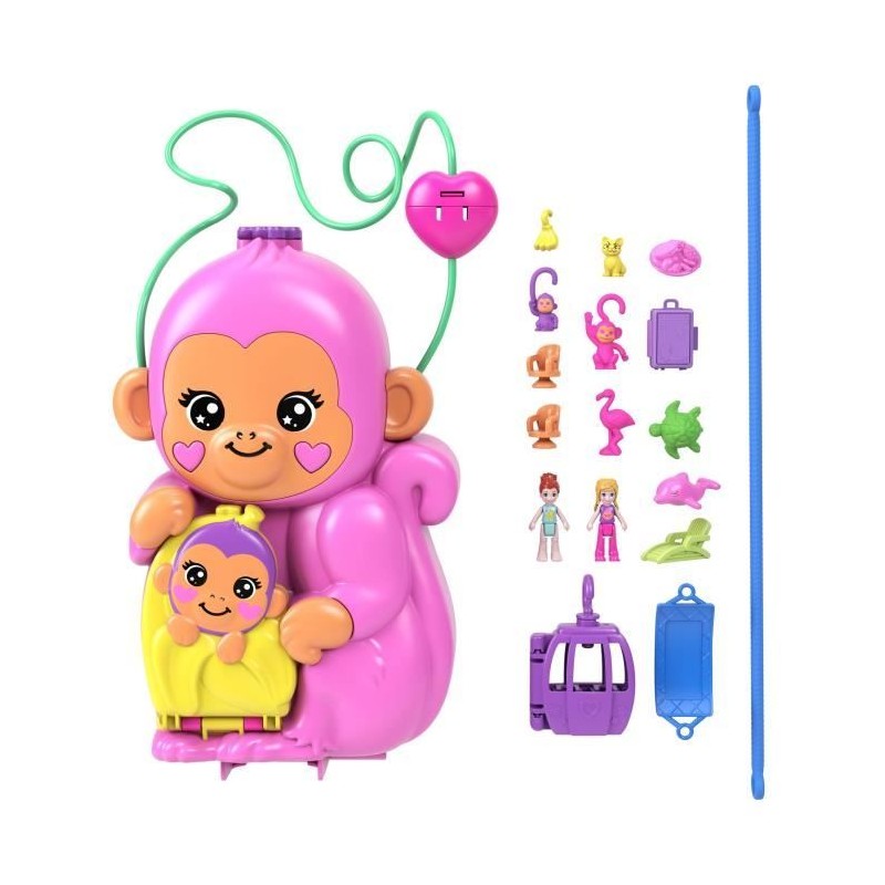 Polly Pocket-Maman Singe et Son Bébé-Coffret 2 mini-figurines HWP04 Polly Pocket-Maman Singe et Son Bébé-Coffret 2 mini-figurines HWP04