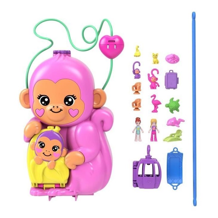 Polly Pocket-Maman Singe et Son Bébé-Coffret 2 mini-figurines HWP04 Polly Pocket-Maman Singe et Son Bébé-Coffret 2 mini-figurines HWP04