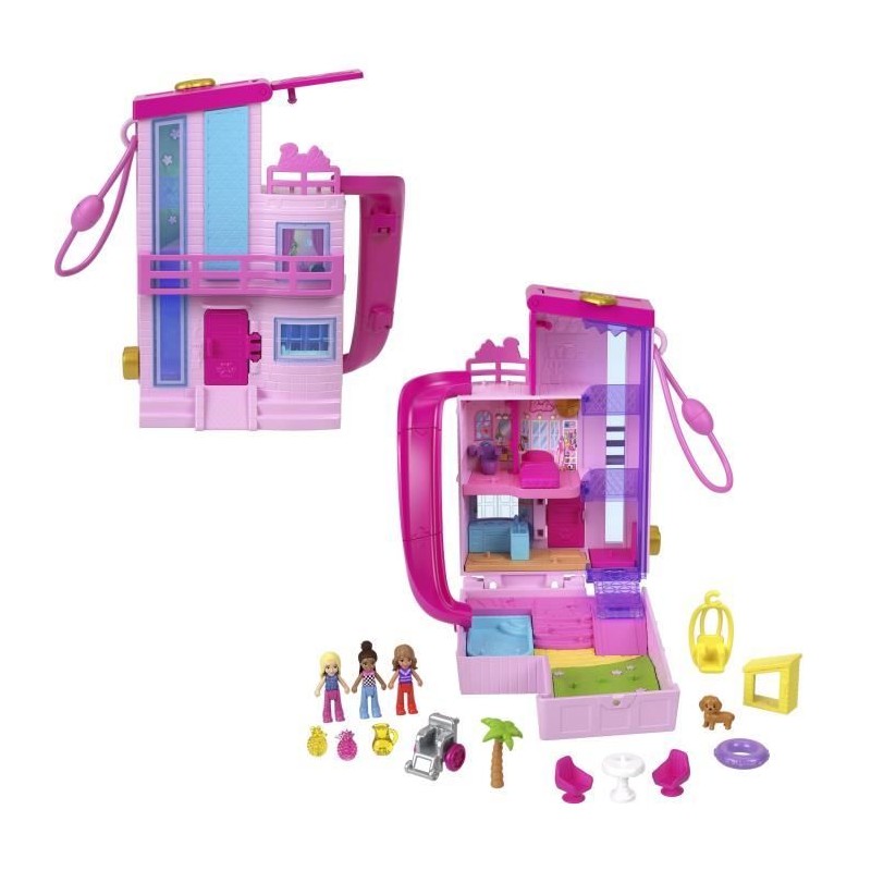 Polly Pocket-Maison de Reve Barbie-Coffret avec 3 mini-figurines HWP1