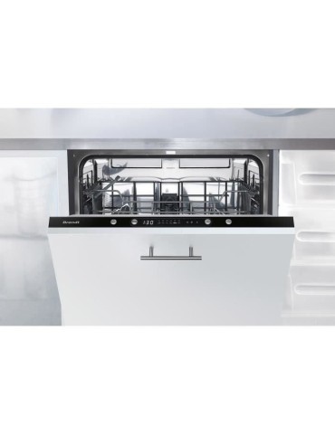 Lave-vaisselle encastrable BRANDT LVE127J - Induction - 12 couverts - L60cm - 47dB - Noir/Silver