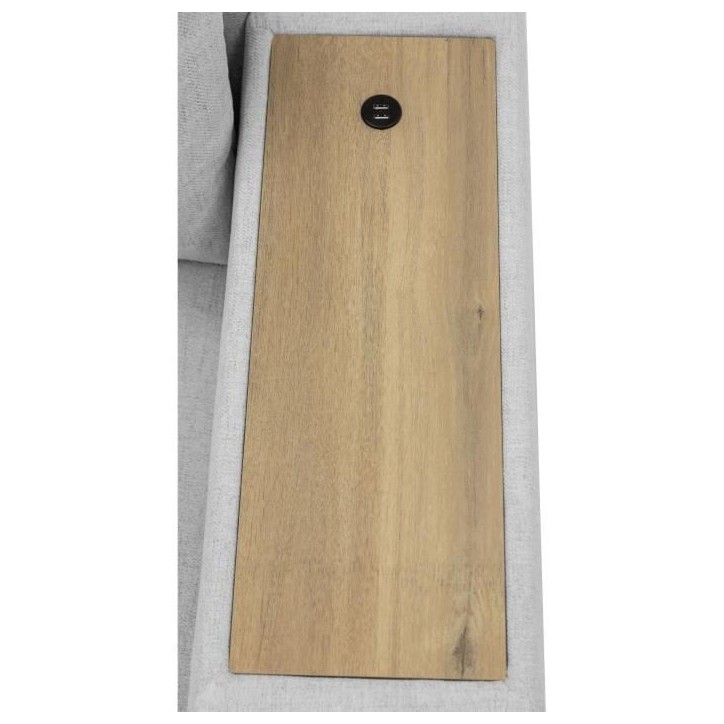 Canapé d'angle convertible réversible VALDO 3 a 4 places - Tissu Souris - Tablette avec USB - Coffre + Pouf - L247xP143xH86 cm