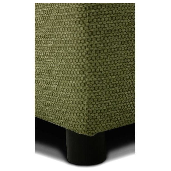 Canapé d'angle convertible panoramique PHARELL 5/6 places - Tissu olive - Coffre de rangement - L297 x P155 x H85 cm