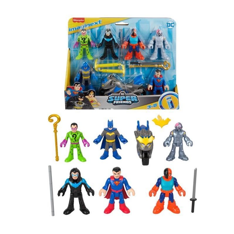 Imaginext-DC Super Friends-Coffret de figurines Deluxe avec 9 éléme
