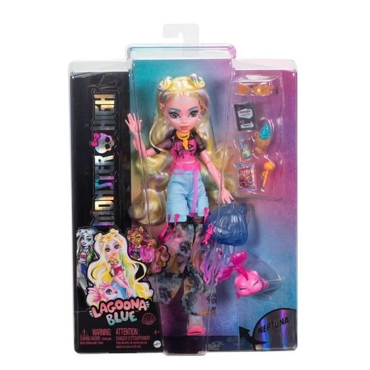 Monster High-Poupée Lagoona Blue-Poupée avec animal et accessoires HXH75 Monster High-Poupée Lagoona Blue-Poupée avec animal et accessoires HXH75