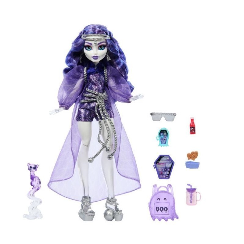 Monster High-Spectra Vondergeist-Poupée, furet Rhuen et accessoires H Monster High-Spectra Vondergeist-Poupée, furet Rhuen et accessoires H