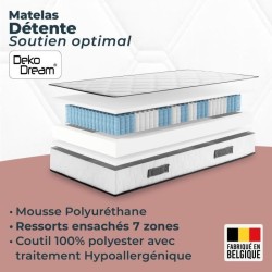 Matelas 160 x 200 cm - Hauteur 24 cm - 770 ressorts ensachés - 7 zone