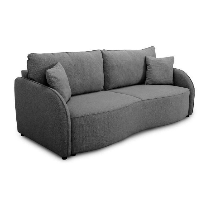 Canapé convertible BARI 3 places - Tissu anthracite - Coffre de range Canapé convertible BARI 3 places - Tissu anthracite - Coffre de range
