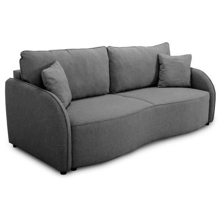 Canapé convertible BARI 3 places - Tissu anthracite - Coffre de rangement - L215 x H89 x P100 cm Canapé convertible BARI 3 places - Tissu anthracite - Coffre de rangement - L215 x H89 x P100 cm