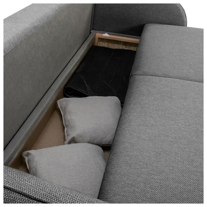 Canapé convertible BARI 3 places - Tissu anthracite - Coffre de rangement - L215 x H89 x P100 cm Canapé convertible BARI 3 places - Tissu anthracite - Coffre de rangement - L215 x H89 x P100 cm