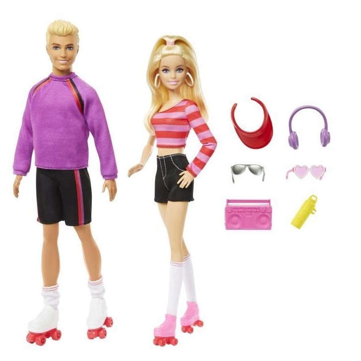 Barbie-Fashionistas-Coffret poupées et accessoires patins a roulettes HXK90 Barbie-Fashionistas-Coffret poupées et accessoires patins a roulettes HXK90
