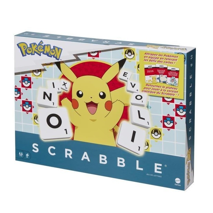 Scrabble Pokémon-Jeu de société familial avec 2 modes de jeu HXT27 Scrabble Pokémon-Jeu de société familial avec 2 modes de jeu HXT27