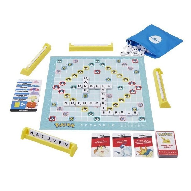 Scrabble Pokémon-Jeu de société familial avec 2 modes de jeu HXT27 Scrabble Pokémon-Jeu de société familial avec 2 modes de jeu HXT27