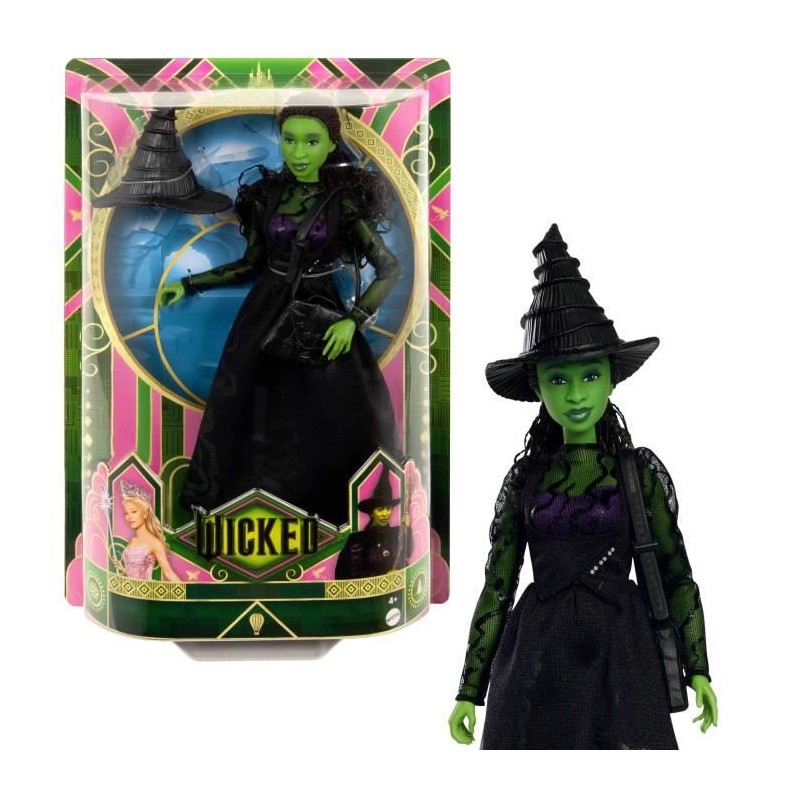 Mattel-Wicked-Poupée Elphaba avec accessoires et habillages amovibles Mattel-Wicked-Poupée Elphaba avec accessoires et habillages amovibles