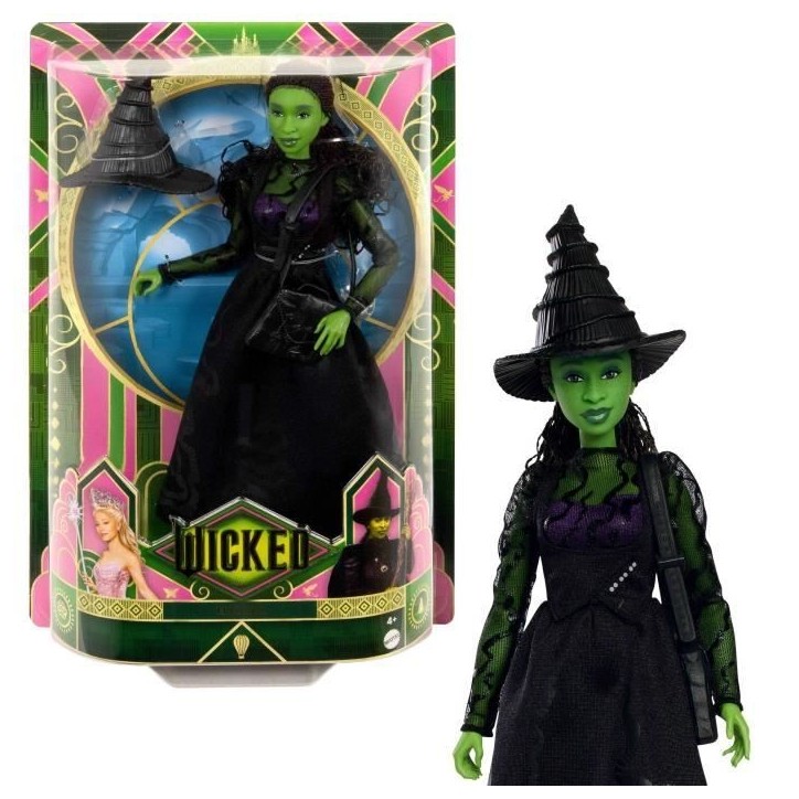 Mattel-Wicked-Poupée Elphaba avec accessoires et habillages amovibles - Wicked - HXT62 Mattel-Wicked-Poupée Elphaba avec accessoires et habillages amovibles - Wicked - HXT62
