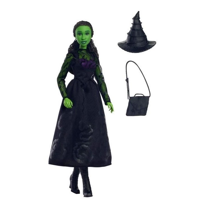 Mattel-Wicked-Poupée Elphaba avec accessoires et habillages amovibles - Wicked - HXT62 Mattel-Wicked-Poupée Elphaba avec accessoires et habillages amovibles - Wicked - HXT62