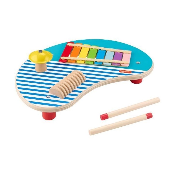 Fisher-Price-Table musicale en bois avec instruments de percussion HXT91 Fisher-Price-Table musicale en bois avec instruments de percussion HXT91