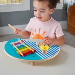 Fisher-Price-Table musicale en bois avec instruments de percussion HXT