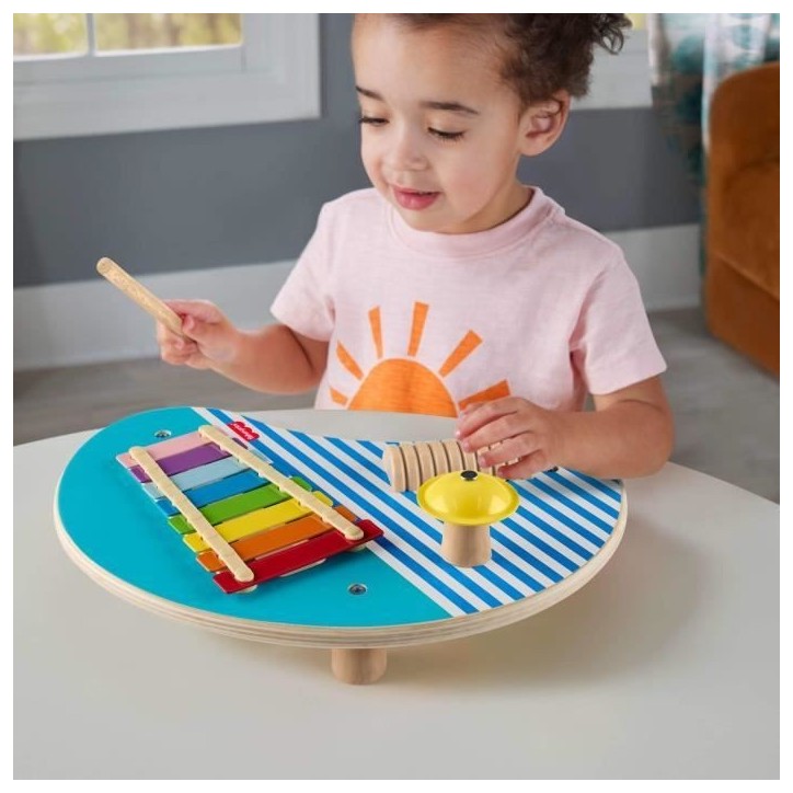 Fisher-Price-Table musicale en bois avec instruments de percussion HXT91 Fisher-Price-Table musicale en bois avec instruments de percussion HXT91