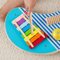 Fisher-Price-Table musicale en bois avec instruments de percussion HXT