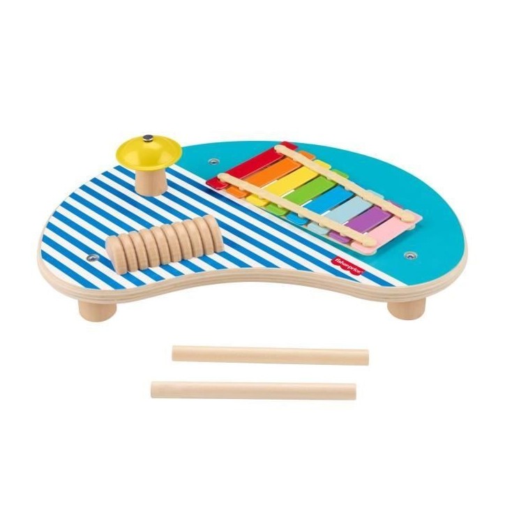 Fisher-Price-Table musicale en bois avec instruments de percussion HXT91 Fisher-Price-Table musicale en bois avec instruments de percussion HXT91