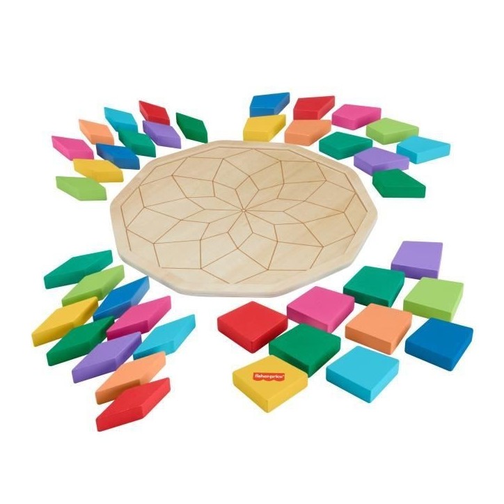 Fisher-Price-Puzzle Mandala en Bois-Puzzle 40 pieces motif géométrique HXT94