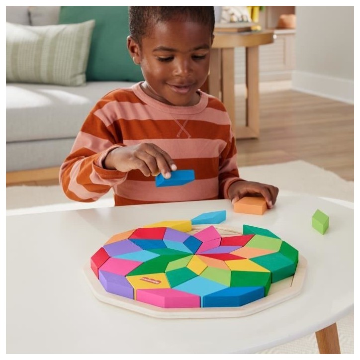 Fisher-Price-Puzzle Mandala en Bois-Puzzle 40 pieces motif géométrique HXT94