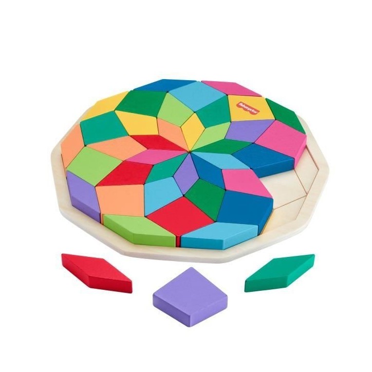 Fisher-Price-Puzzle Mandala en Bois-Puzzle 40 pieces motif géométrique HXT94