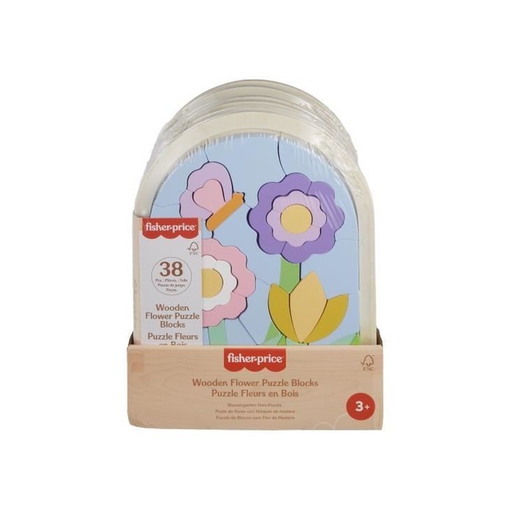 Fisher-Price-Puzzle Fleurs en Bois-Puzzle 37 pieces pour la maternelle HXT97