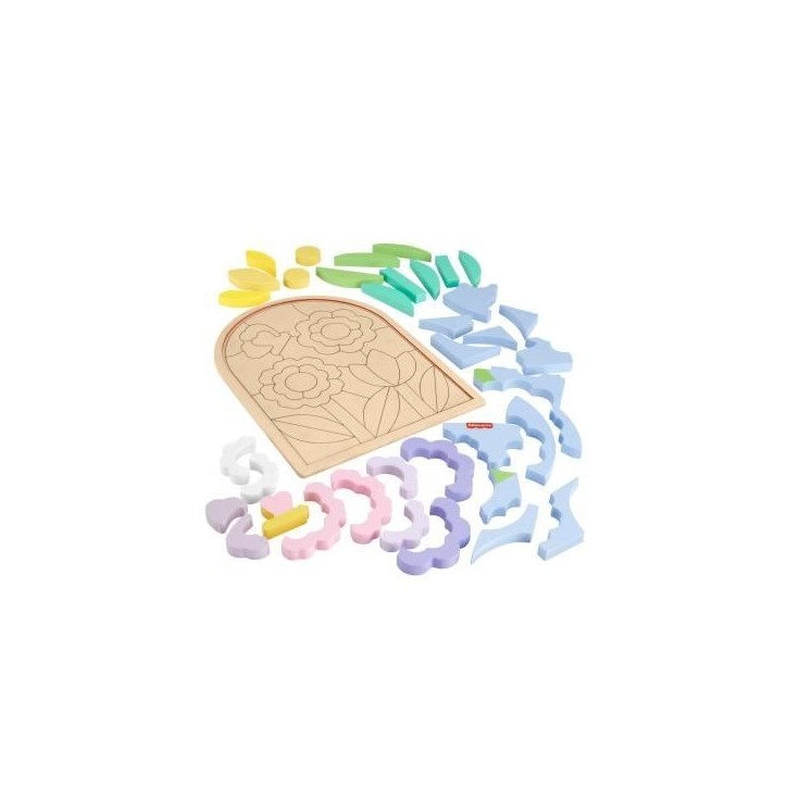 Fisher-Price-Puzzle Fleurs en Bois-Puzzle 37 pieces pour la maternelle HXT97