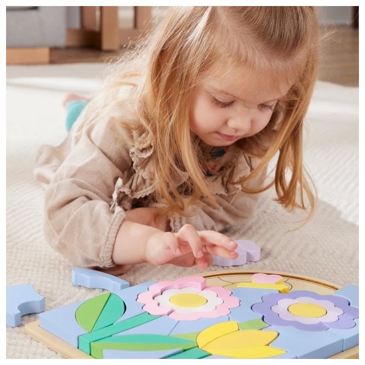 Fisher-Price-Puzzle Fleurs en Bois-Puzzle 37 pieces pour la maternelle HXT97
