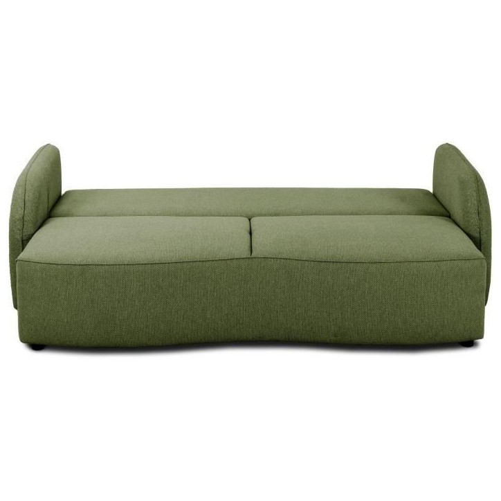 Canapé convertible BARI 3 places - Tissu olive - Coffre de rangement - L215 x H89 x P100 cm