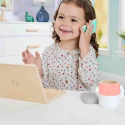 FISHER-PRICE Set de télétravail en Bois, 9 éléments avec ordinateu