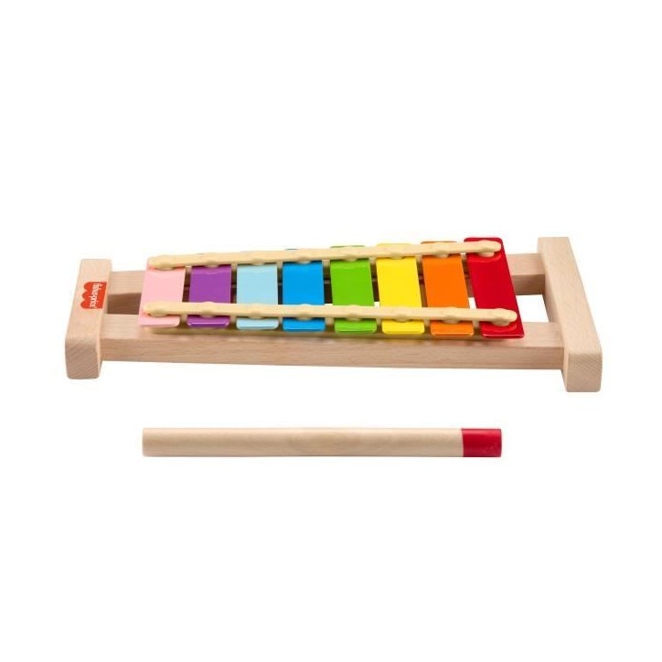 Fisher-Price-Xylophone en bois, instrument de musique avec 2 pieces HXV13