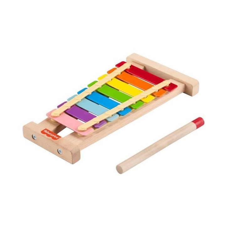 Fisher-Price-Xylophone en bois, instrument de musique avec 2 pieces HXV13
