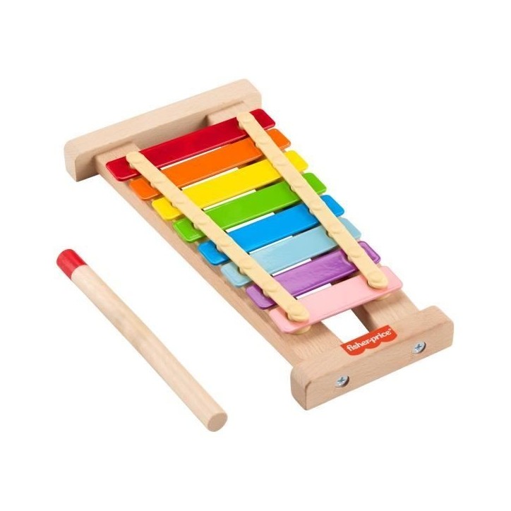 Fisher-Price-Xylophone en bois, instrument de musique avec 2 pieces HXV13