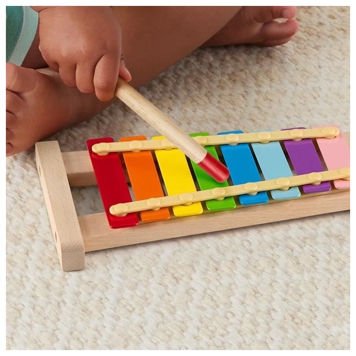 Fisher-Price-Xylophone en bois, instrument de musique avec 2 pieces HXV13