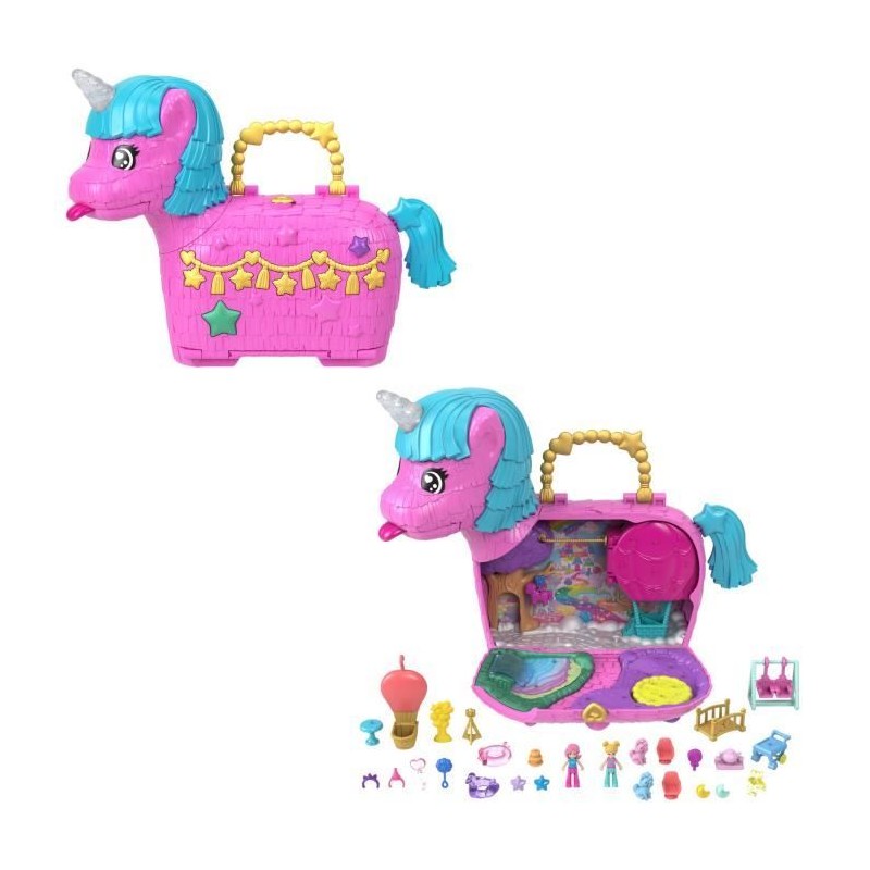 Polly Pocket-Les licornes font la fete-Coffret avec 2 mini-figurines Polly Pocket-Les licornes font la fete-Coffret avec 2 mini-figurines