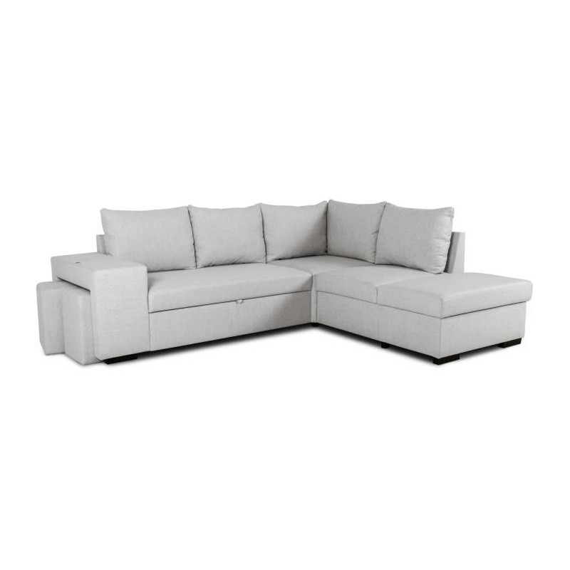 Canapé d'angle convertible réversible 4 places MITCHELL - Tissu Gris Canapé d'angle convertible réversible 4 places MITCHELL - Tissu Gris