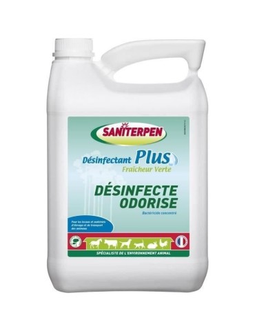 SANITERPEN - Désinfectant Plus Fraicheur Verte 5L. Bactéricide concentré