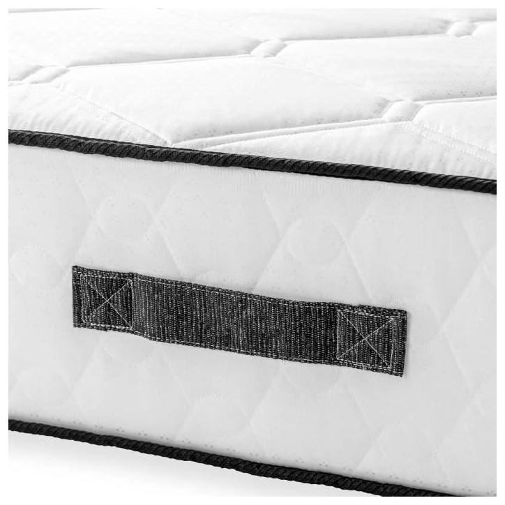 Matelas 90 x 190 cm - Hauteur 24 cm - 380 ressorts ensachés - 7 zones - Equilibré - réversible - fabriqué en Belgique Matelas 90 x 190 cm - Hauteur 24 cm - 380 ressorts ensachés - 7 zones - Equilibré - réversible - fabriqué en Belgique
