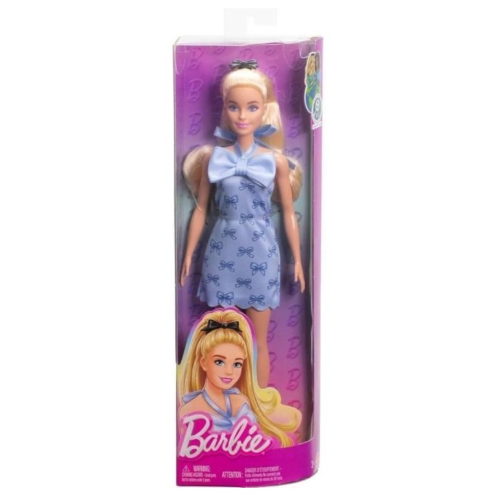 Barbie - Poupée Barbie Fashionistas Robe Dos Nu Bleu Layette avec noeud - Barbie - HYT93 Barbie - Poupée Barbie Fashionistas Robe Dos Nu Bleu Layette avec noeud - Barbie - HYT93