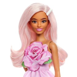 Barbie - Poupée Barbie Fashionistas Robe Sans Bretelle Rose avec acce
