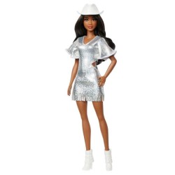 Barbie - Poupée Barbie Fashionistas Robe Argentée avec chapeau de co