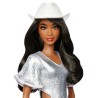 Barbie - Poupée Barbie Fashionistas Robe Argentée avec chapeau de co