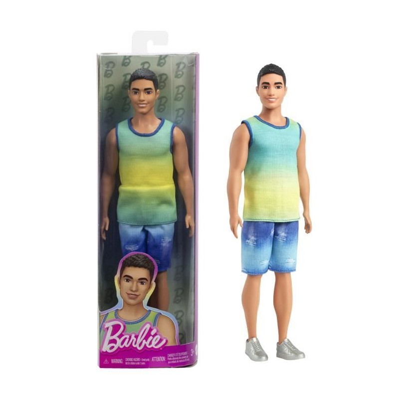 Barbie-Fashionistas-Poupée Ken Avec Débardeur Dégradé Et Short En Barbie-Fashionistas-Poupée Ken Avec Débardeur Dégradé Et Short En