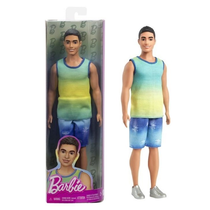 Barbie-Fashionistas-Poupée Ken Avec Débardeur Dégradé Et Short En Jean - 3ans+ - HYV00 Barbie-Fashionistas-Poupée Ken Avec Débardeur Dégradé Et Short En Jean - 3ans+ - HYV00