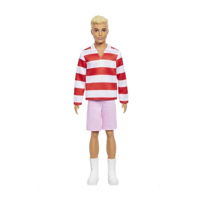 Barbie - Poupée Ken Fashionistas avec haut a rayures rouges et short Barbie - Poupée Ken Fashionistas avec haut a rayures rouges et short