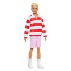 Barbie - Poupée Ken Fashionistas avec haut a rayures rouges et short