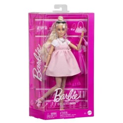 Barbie-Deluxe Style-Poupée Barbie Blonde a Robe Rose Pastel - 4ans+ -